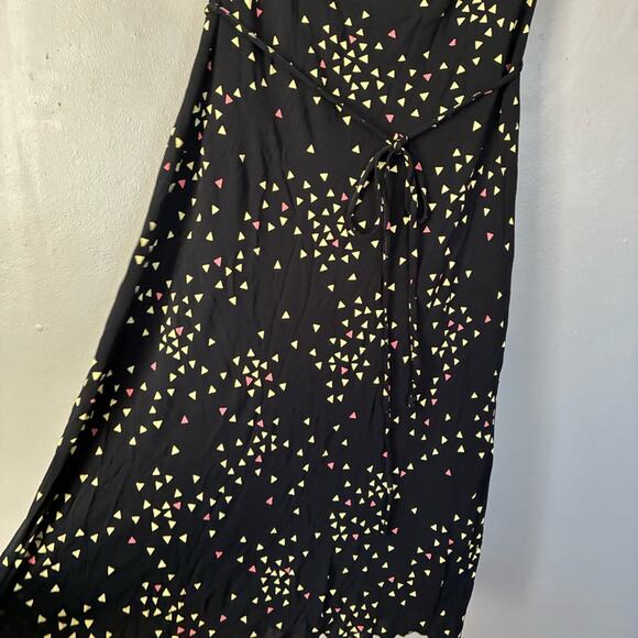 VINTAGE BEBE Slip Dress Cowl Neck 90s Y2K black Print tie waist size S - Picture 4 of 9